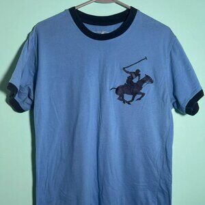 Beverly Hills Polo Club Tee T Shirt Mens Medium Blue Short Sleeve Cotton Blend